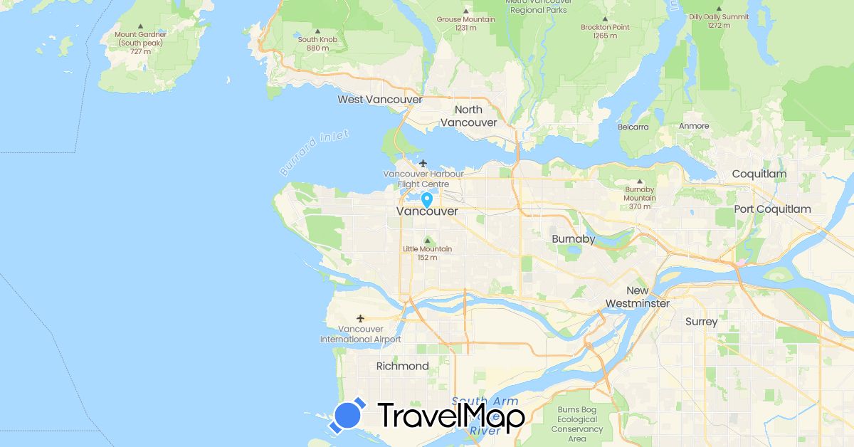 TravelMap itinerary: boat in Canada (North America)